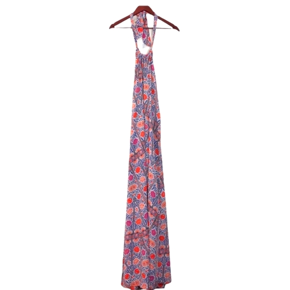 Lulus White, Blue, Orange Patterned Maxi Dress (L) - Picture 5 of 11
